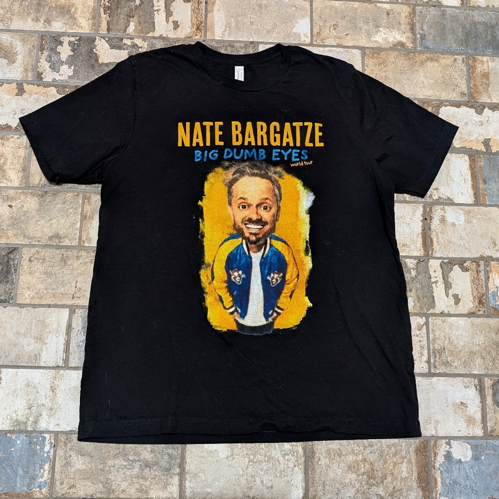Nate Bargatze Big Dumb Eyes World Tour T-Shirt XL Black 2025 Comedy Merch